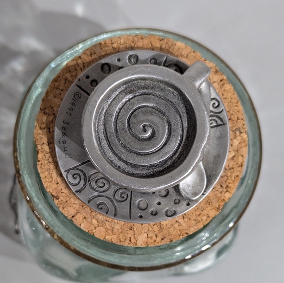 Vintage 90s Friends Era Pewter Recycled Glass Coffee Bean/tea Jar - Picture 7 of 13